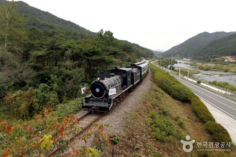 Steam Engine Train and Rail Bike along Seomjingang River  (1/4)