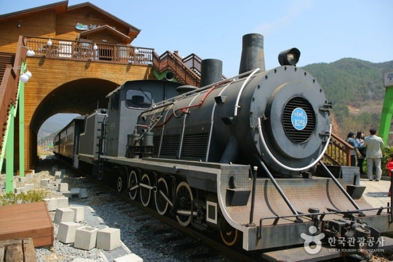 Steam Engine Train and Rail Bike along Seomjingang River  (4/4)