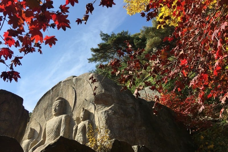 Sinseonam Hermitage Rock-carved Bodhisattva in Namsan Mountain of Gyeongju (경주 남산 신선암 마애보살반가상) (7/7)